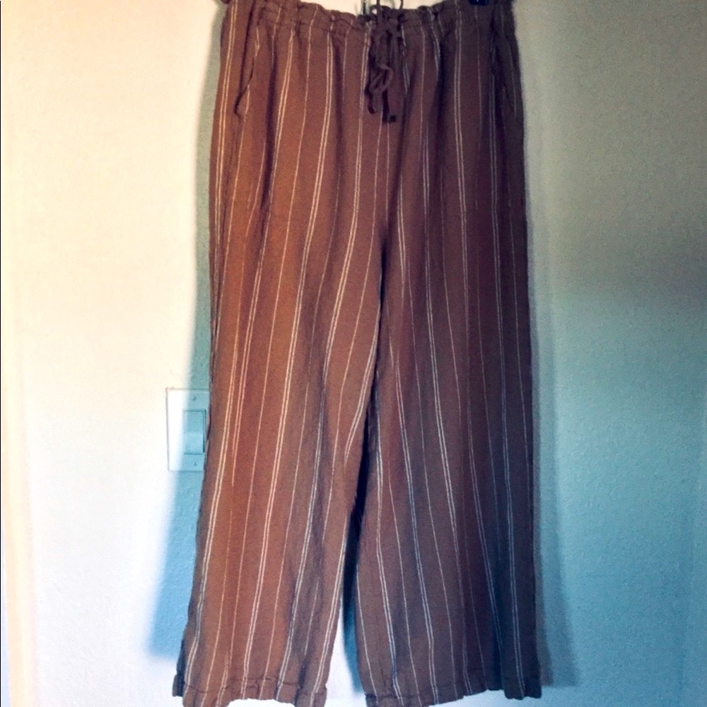 Time & Tru Pin Stripe High Waisted Wide Trousers